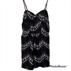 Romper Black Blue and White Adjustable Straps Built in Bra Band of Gypsies Sz M